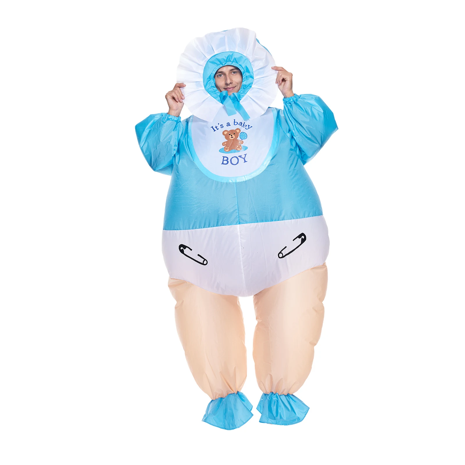 EraSpooky Men\'s Inflatable Baby Boy Costume Funny Blow Up Costumes for Baby Shower Gender Reveal Party Multicoloured Carnival