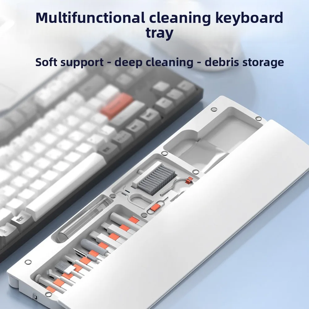 Wrist Pad Computer Cleaning Tools Soft Foam Keycap Puller Keyboard Cleaner Kit Built-in Storage Brush Earphone Clean Brush Set