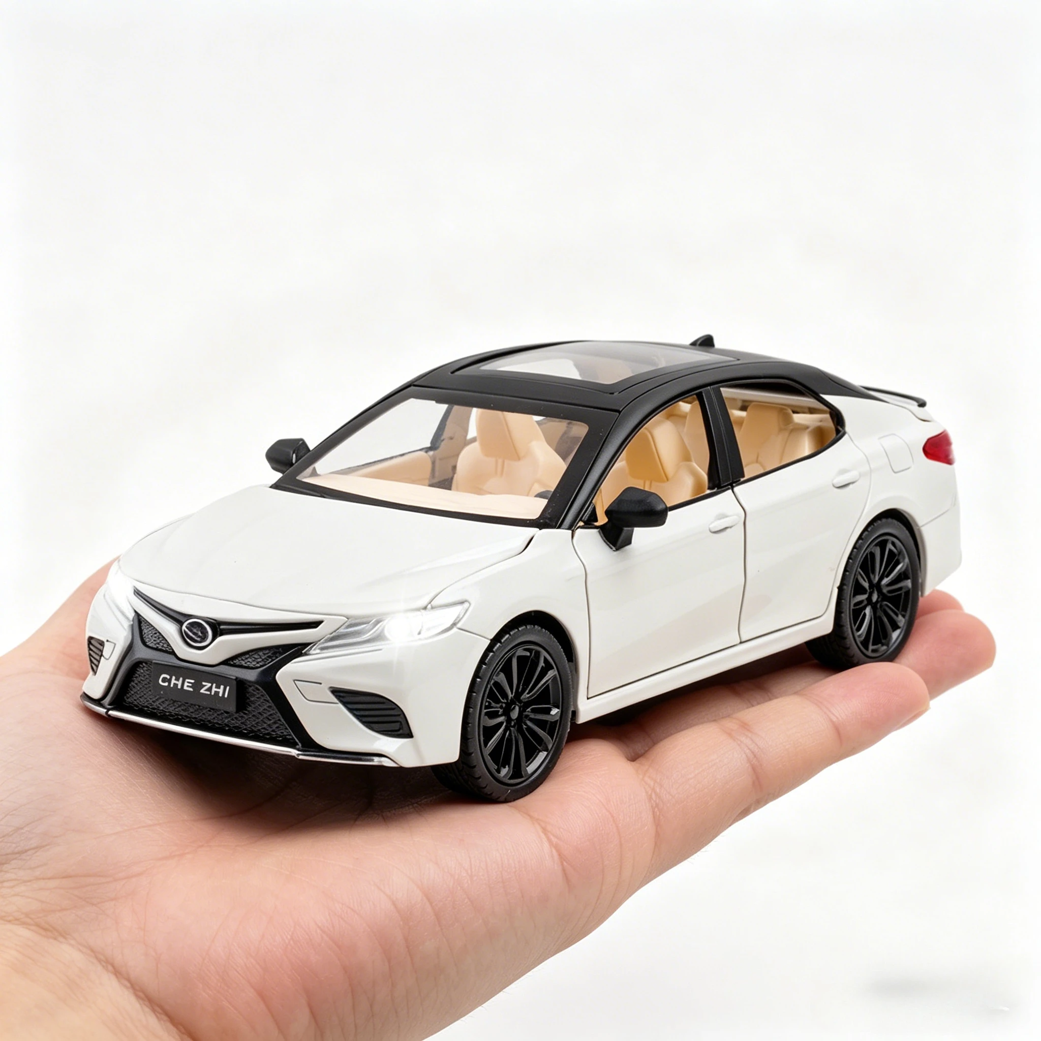 

1:24 Camry Alloy Car Model Sound And Light Pull Back Door Opening Metal Car Model Collection Gift For Friends
