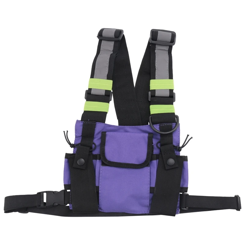 

Walkie Talkie Double Chest Bag Radio Reflective Chest Harness Holder Bag Vest Rig Walkie Talkies Front Pack Pouch Case