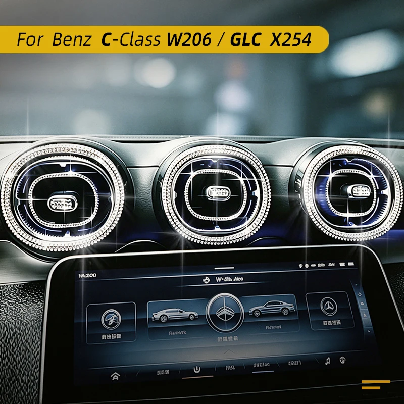 For Mercedes C-Class W206 / GLC X254 (2022-2026) Diamond Interior Ornament Crystal Decorative Parts
