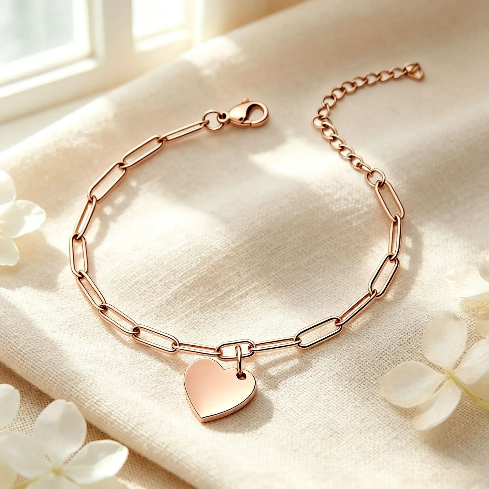 Fnixtar 10pcs 3.5mm Clip Chain Bracelet With Heart Charms Love Pendant 16/18cm Bracelets Jewelry for Women Man Accessories