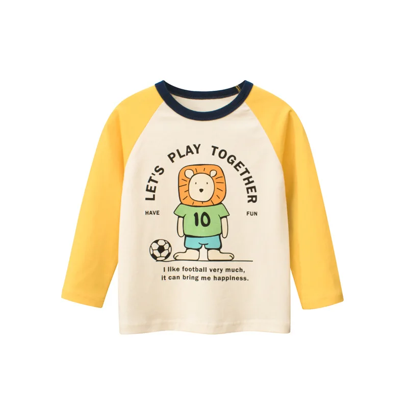 

2024 Autumn New Cartoon Lion T Shirt Boys Children's Clothing Long Sleeve O-Neck Cotton T-shirt Kids Tops 2-9Y Dropshipping