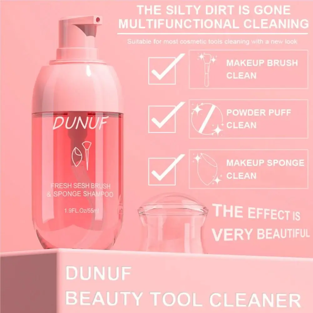 منظف فرشاة المكياج المعطر بالفراولة، شطف سريع بدون بقايا لأدوات التجميل، إسفنجة البودرة، محلول تنظيف مستحضرات التجميل