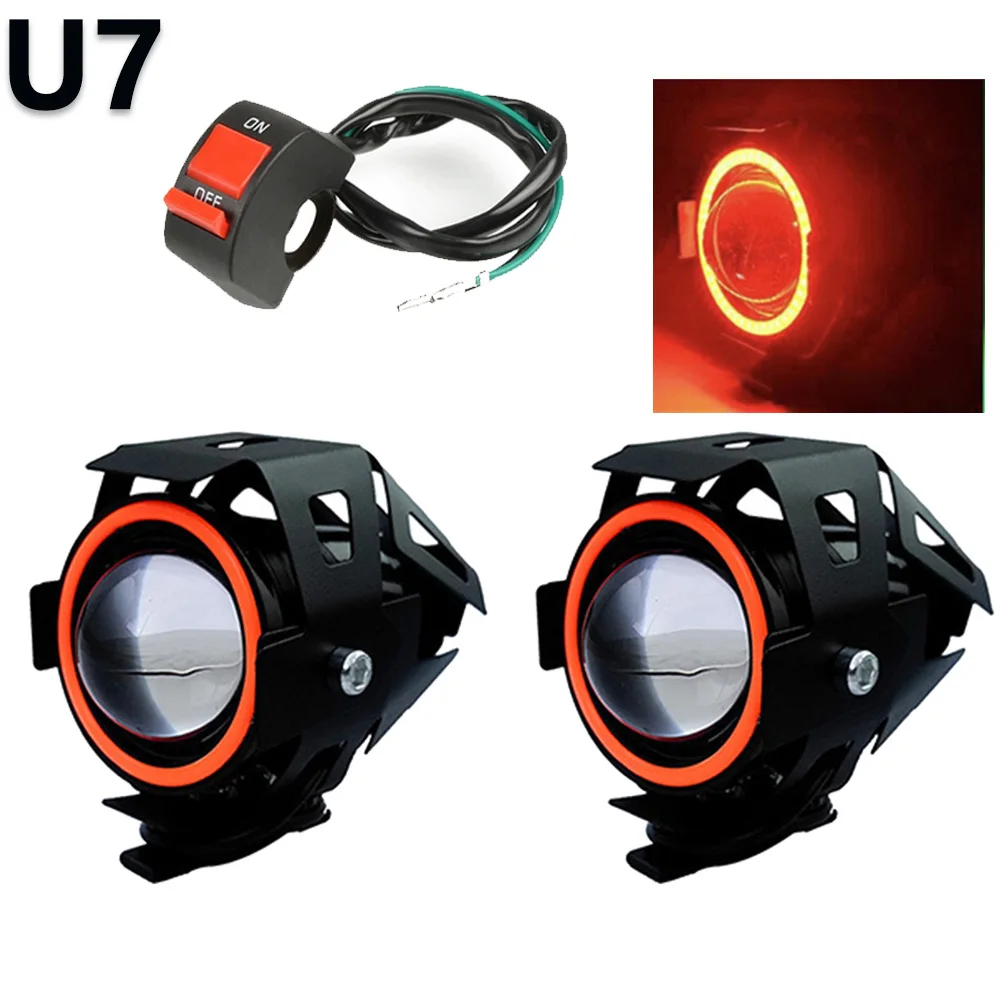 U7 Led Light Motorcycle Angel Eyes Headlight For Honda St 1300 Cbr 1000Rr Silver Wing Transalp 650 Xr 400 Shadow 125 Grom Msx125