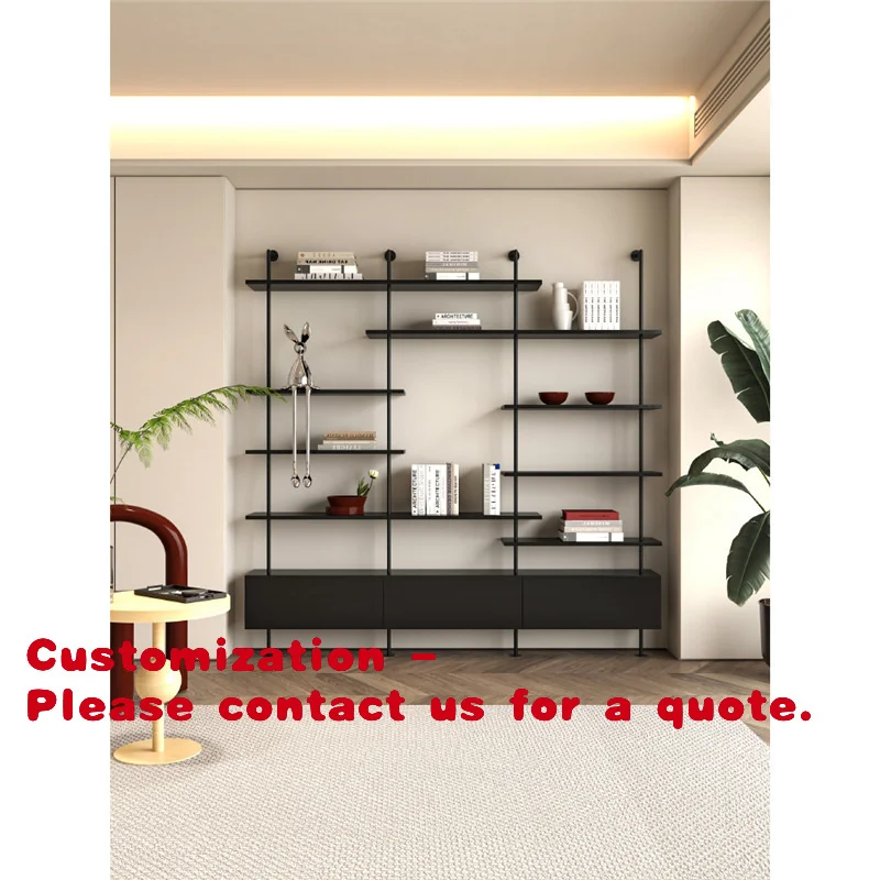 

Customize.Italian Minimalist Bookshelf Integrated Wall-Mounted Bookcase Multi-Layer Solid Wood Storage Rack Adjustable