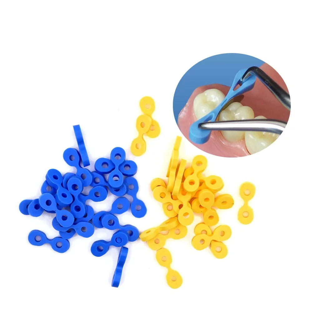 80Pcs Autoclavable Dental Elastic Rubber Fixing Wedges Matrix Matrices Dam Composite 2Sizes