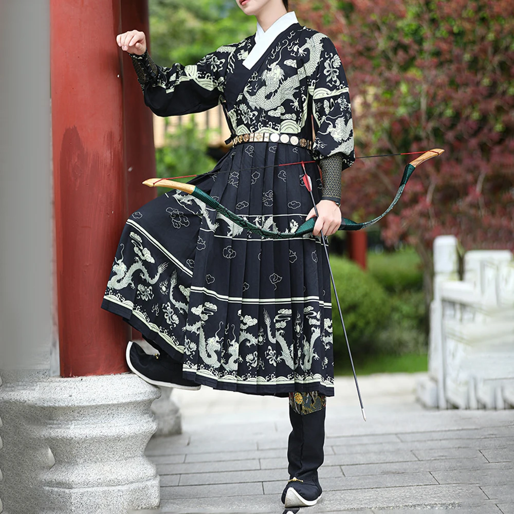 Autumn Winter Hanfu Dragon Pattern Flying Fish Clothing Chinese Style Unisex Fashion Ancient Style Warm Quality Class Uniform