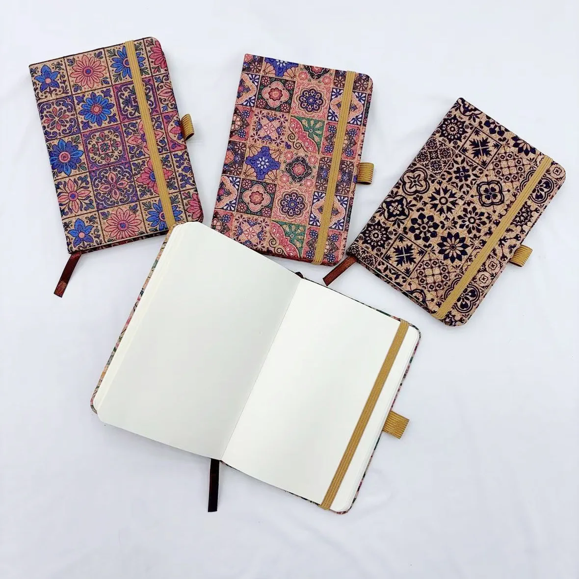 

10pcs Notebooks Cork Leather Geometry Printing A6 Diary Notebook Mix Color