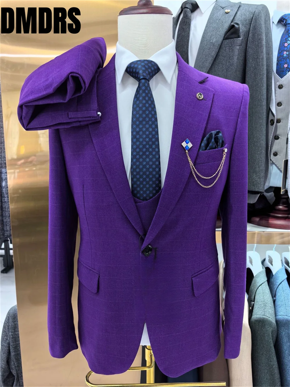 Conjunto de traje Formal para hombre para boda, traje de novio atractivo, traje de fiesta de presentador, Blazers, pantalón, chaleco, traje sólido