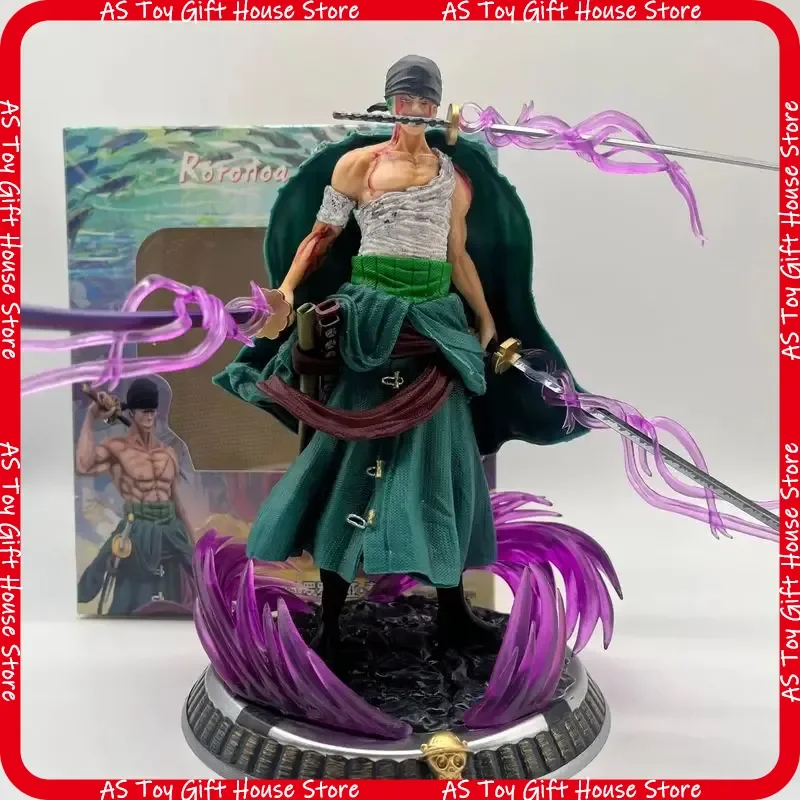 Figura de acción coleccionable hecha a mano de 21 cm de One Piece GK, modelo Small Blood Bathing Solon, con diseño de tres espadas, ideal para regalo de Navidad.