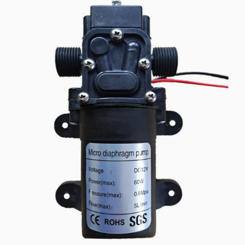 12V High Pressure Diaphragm Pump 60W Self-priming Water Pump 120PSI 5L/min for Cleaning Farm Irrigation Sprayer