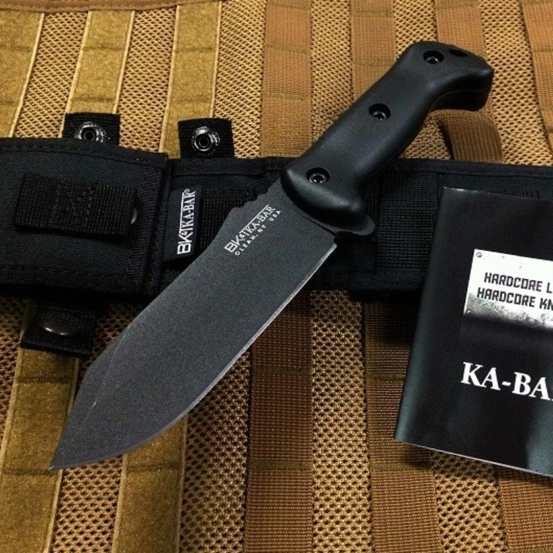 

BK10 Тактический нож с фиксированным лезвием для выживания и охоты с ножнами 8Cr13Mov, ручки из нейлонового волокна с черным покрытием, уличное снаряжение