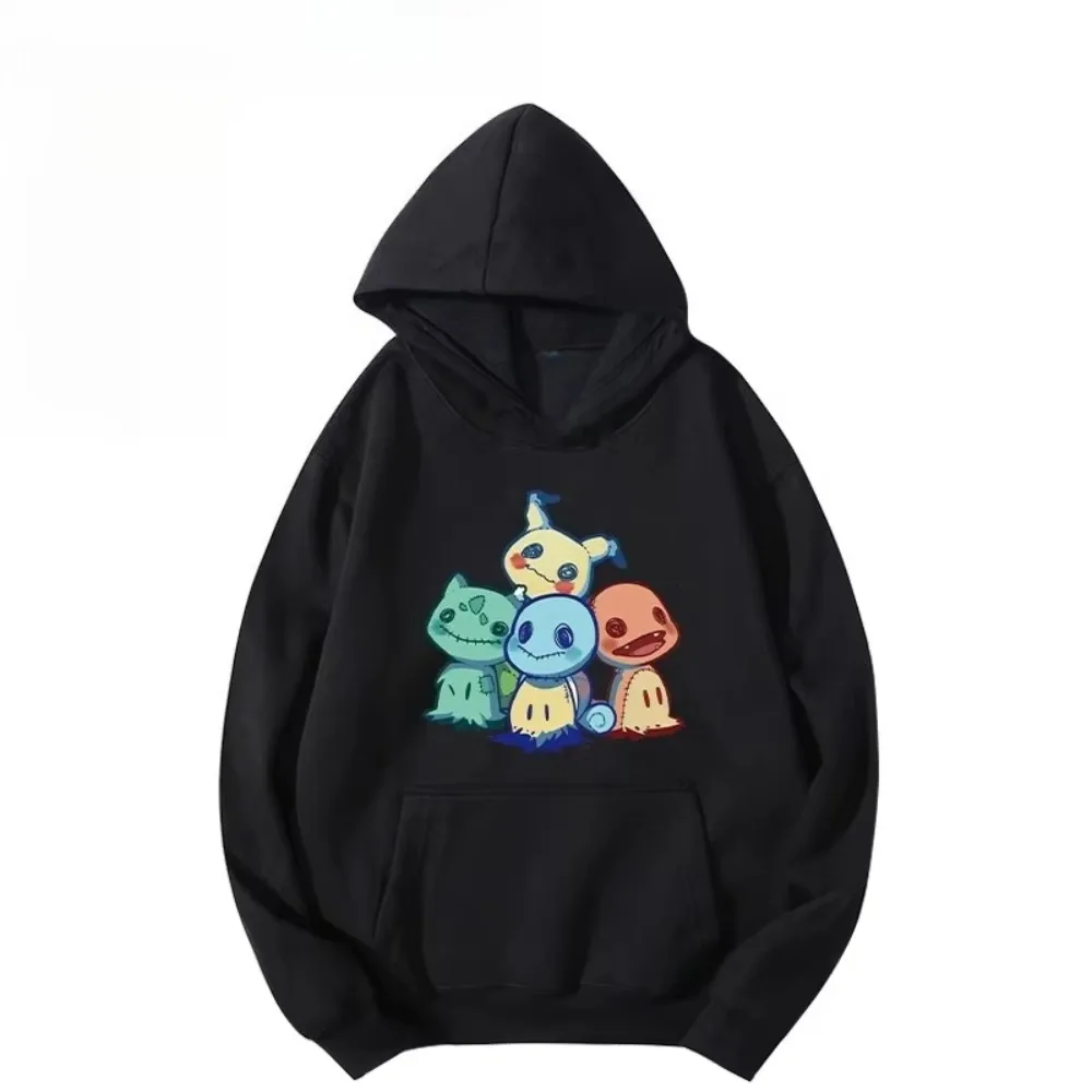 남성용 새로운 포켓몬 미믹큐 크리에이티브 드레스 코튼 후드티 남성 및 여성용 가을, 겨울 트렌드 루즈 캐주얼 스웨터 탑