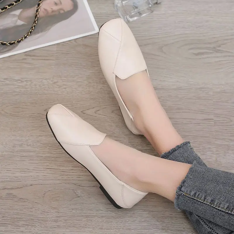 Damskie letnie obuwie Płaskie mokasyny Buty dla kobiet 2024 Loafers Square Toe White Flats Lastest Shoe Casual Korean Style Trend