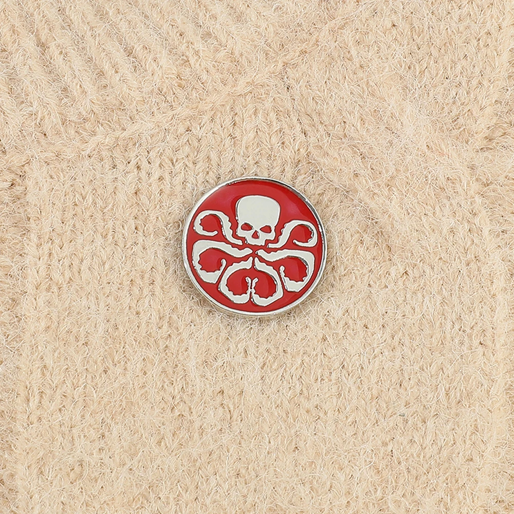 Marvel Movie Villain HYDRA Logo Metal Enamel Badges Skull Brooches for Films Jewelry Pins Accessories