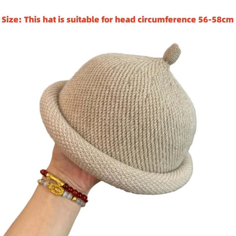 New Winter Hat Warm Outdoor Knitted Melon Hat Unisex Japanese Casual Nipple Shape Beanies Hat Cap For Women Men 2024