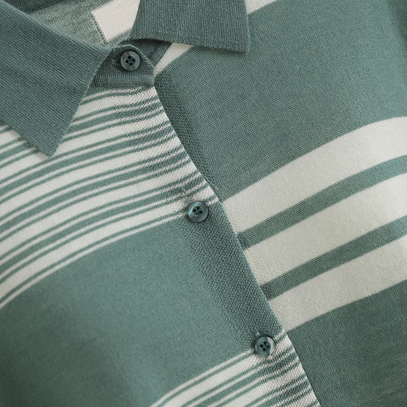 سترة نسائية محبوكة فضفاضة مفتوحة كاجوال مخططة اللون بلو سبليت طوق سترة الخريف Faion السيدات قسط متماسكة... #4