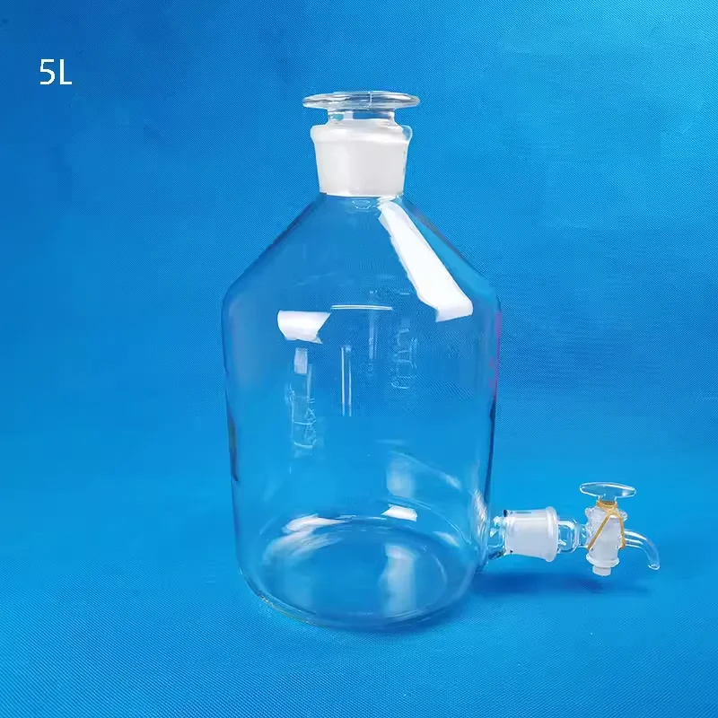 5000ml 1pc/lot aspirator bottle with ground-in glass stopper and stopcock Glass bottle with stopper for serving wine or water