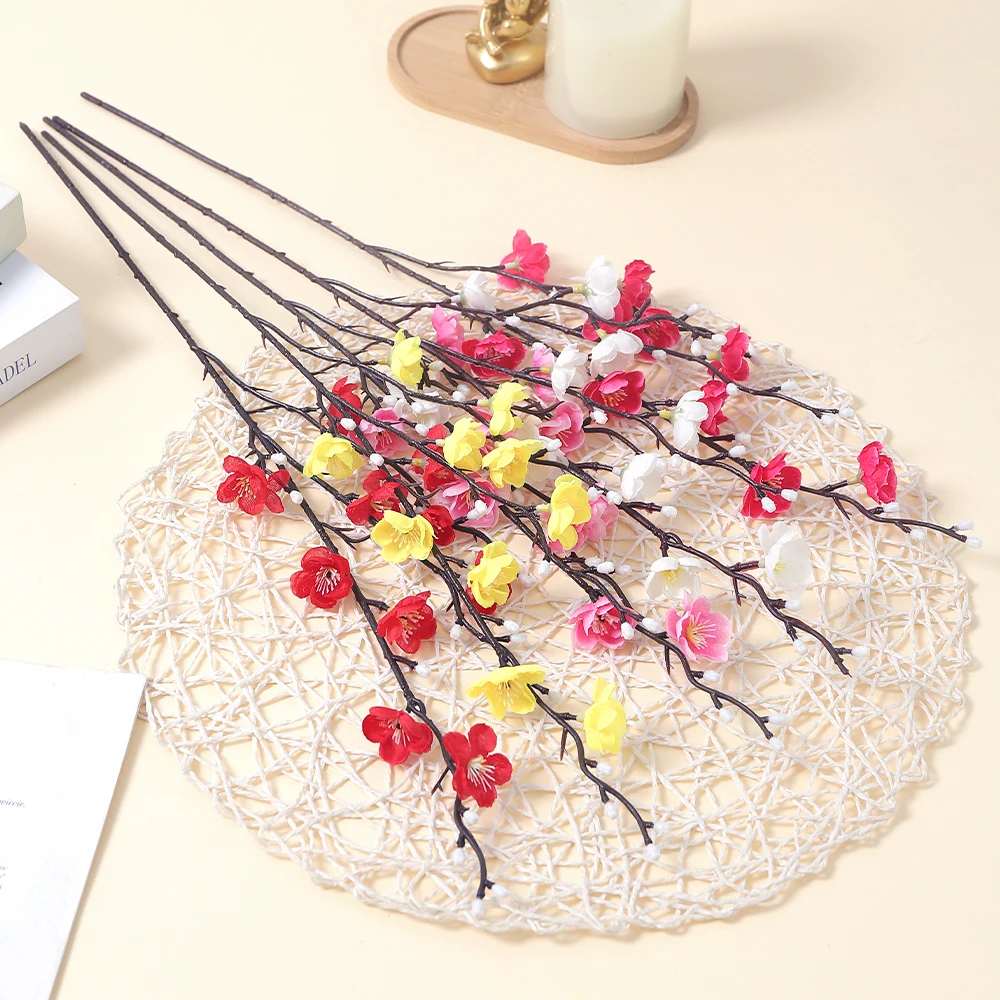 Bouquet de fleurs artificielles de prunier, 53CM, fausses fleurs pour décoration de maison, jardin, mariage, accessoires de Vase de Table, 1/2 pièces
