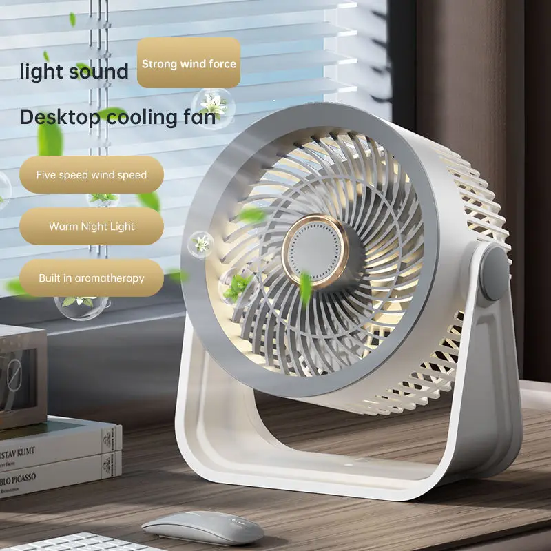 Portable Desktop air Cooling Circulation Fan 5 Speeds 5W USB Rechargeable Battery Operated for Home Office Bedroom Car RV Use