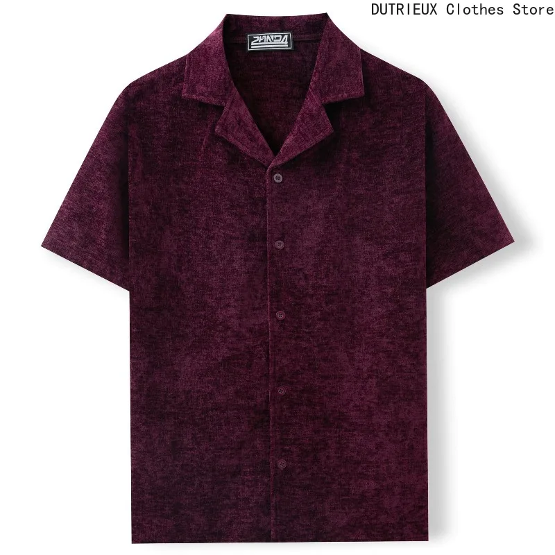 

Свободные удобные мужские топы из синели, высококачественные деловые повседневные рубашки с короткими рукавами для мужчин весной и летом, мужские рубашки