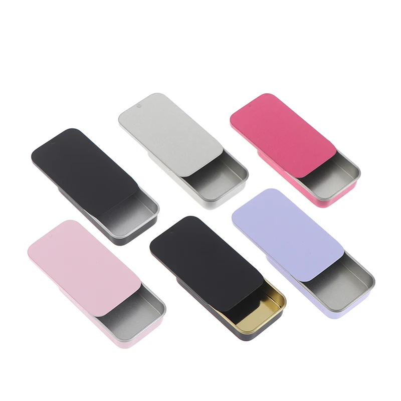 1PC Mini Box Slide Rectangular Empty Tins Storage Box Wedding Jewelry Pill Cases Tin Boxes Container Cosmetic Organizer
