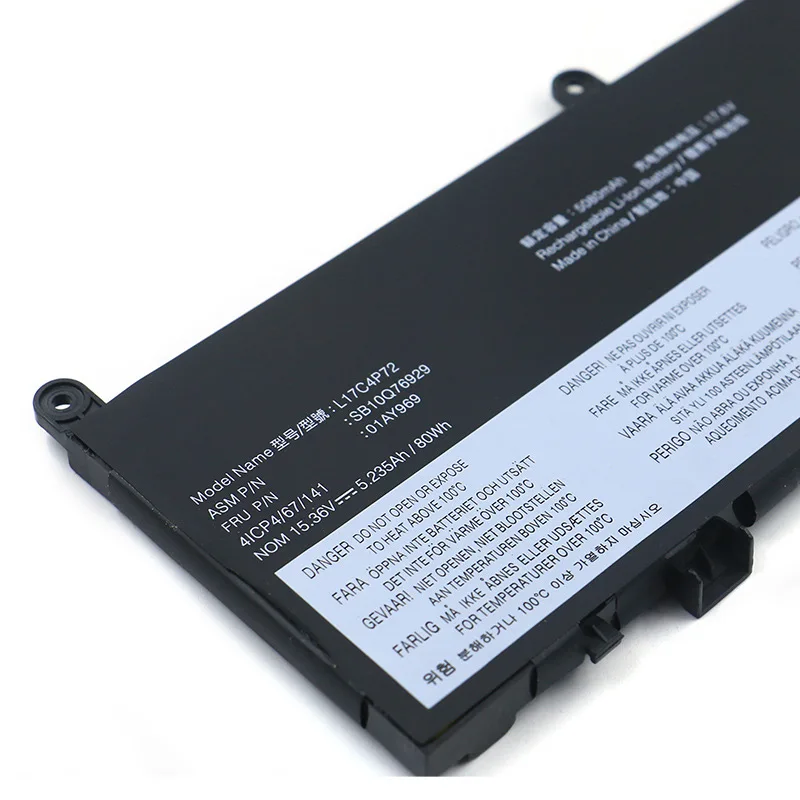 New Replacement Laptop Battery 15.36V 5235mAh L17C4P72 For LenovoThinkPad X1 Extreme Gen 1 2 For ThinkPad P1 1st 2nd