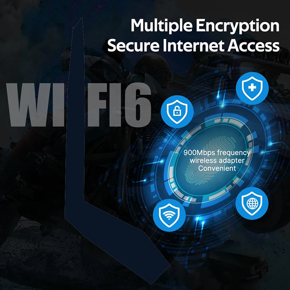 WiFi 6 Adapter 2.4G 5GHz 900Mbps WiFi Network Card 5dbi Antenna USB Dongle Receiver Free Driver For Win 10/11 PC Accessories