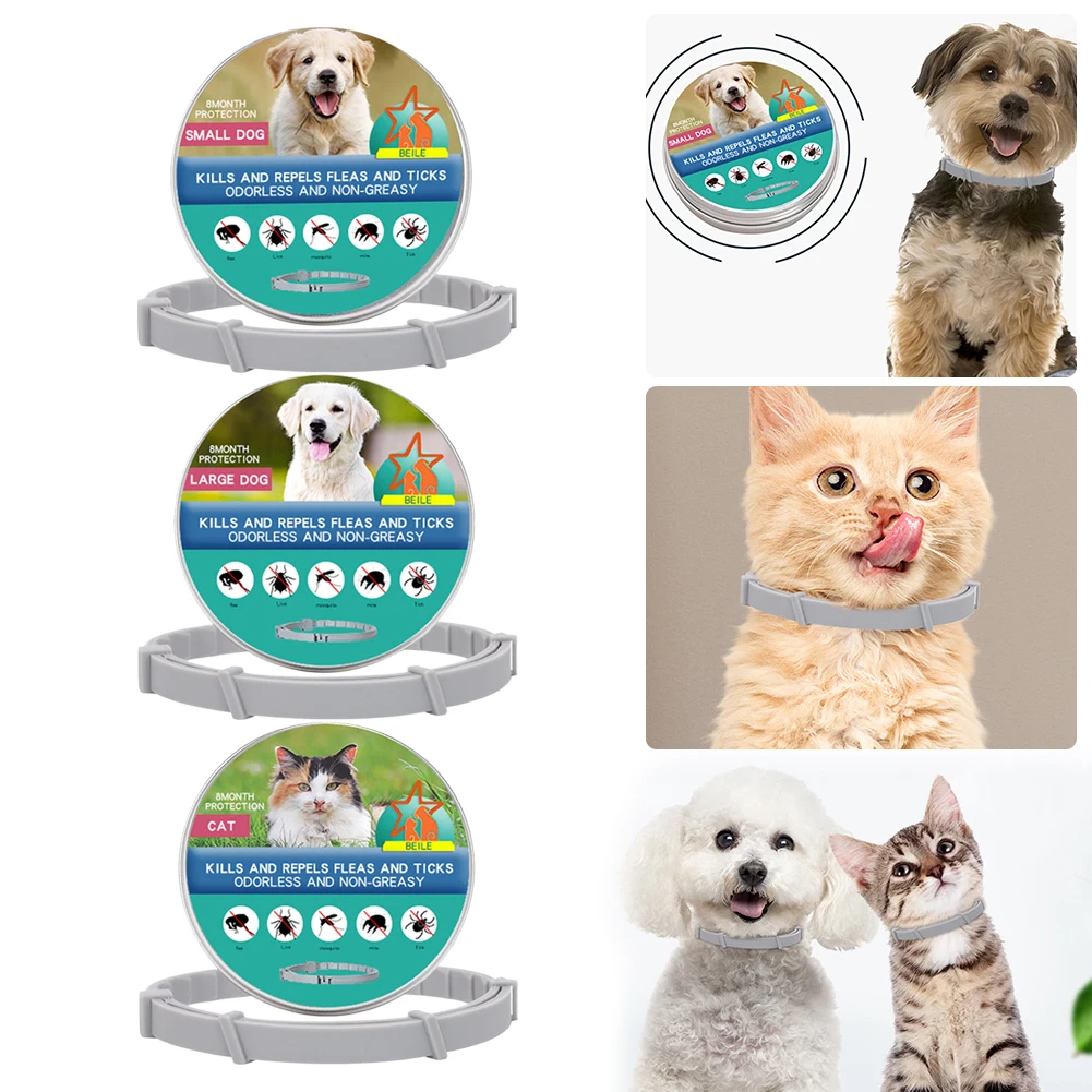 Flea Collar 8 Months Protection Pet Anti Flea Tick Neck Collar Natural Flea and Tick Prevention Collar for Dogs Cats