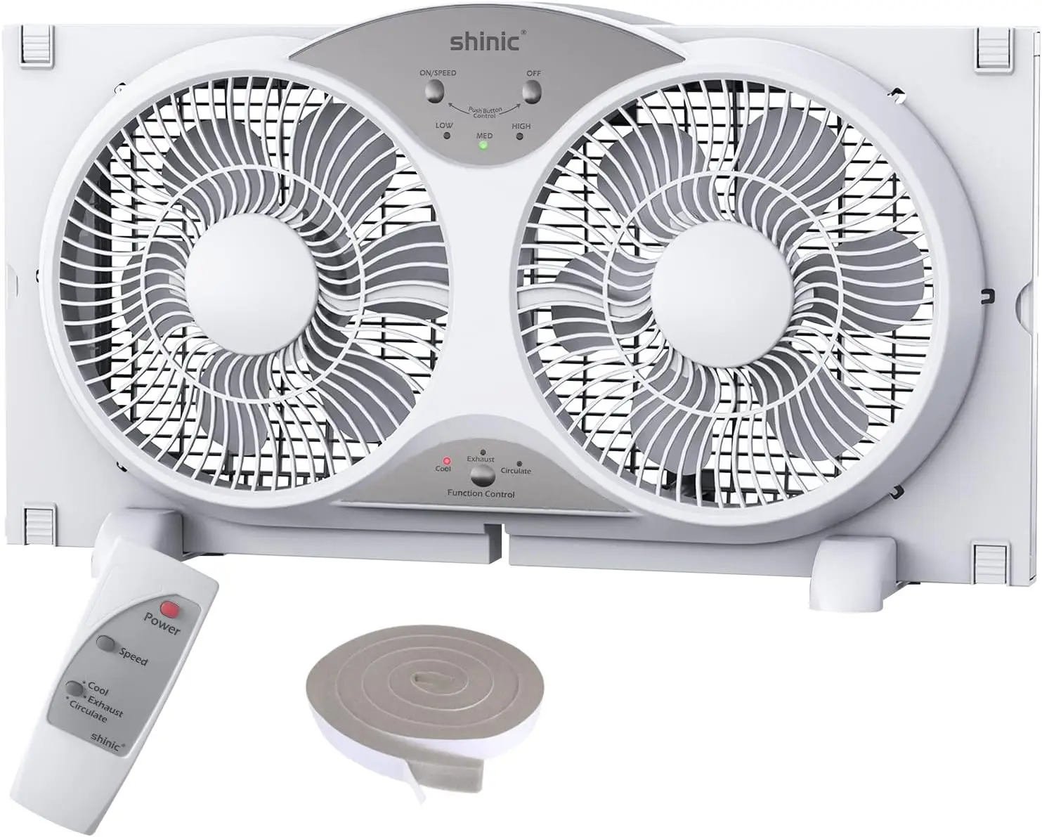 

Window Fan with Reversible Airflow Quiet, Twin 9" Blades, Full Remote Control, 3 Functions-3 Speeds, Bathroom Kitchen Window