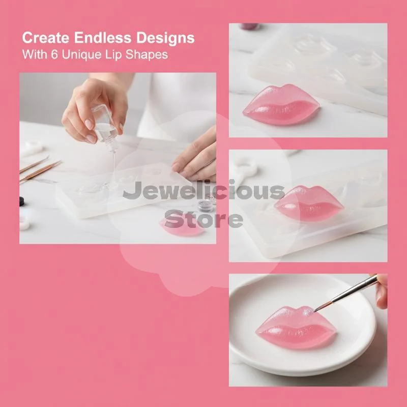 3D Lip Nail Art Silicone Mold Lightweight 1Pcs Cute Nail Charm Tool for Women Holiday DIY Nail Design