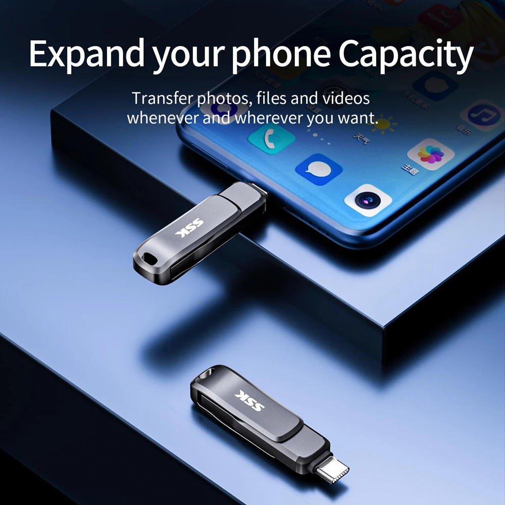 SSK USBフラッシュドライブ USB 3.2 サムドライブ タイプCフラッシュメモリ搭載 USB A USBメモリ スマートフォン タブレット Mac ノートパソコン対応