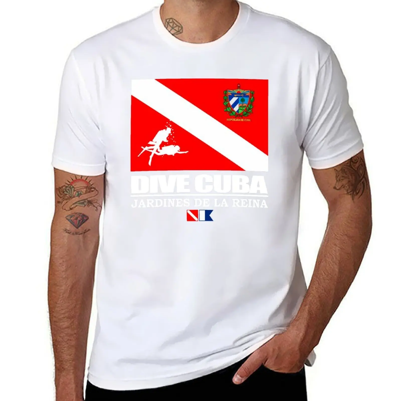 

(DF) t for shirt Cuba man Dive man luxury t shirt T-Shirt man summer t cotton funny shirts