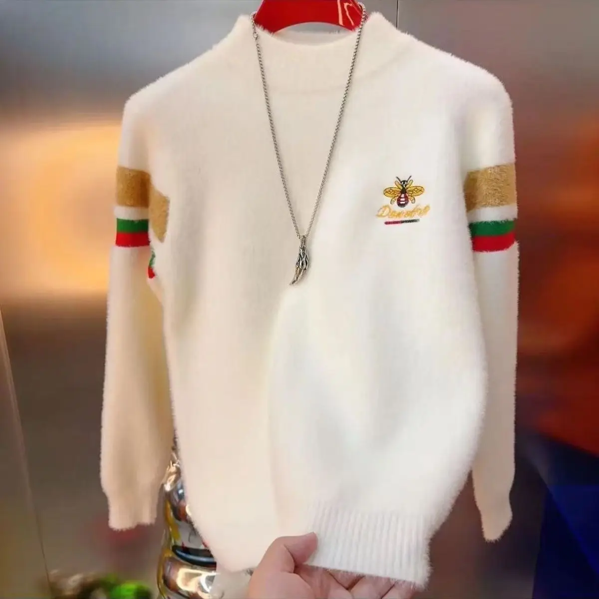 

Мужской свитер, зимний тренд для подростков, универсальный с толстым бархатом, теплый и модный вязаный базовый свитер