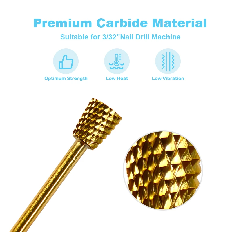 Inverted Backfill Tungsten Carbide Nail Drill Bits Medium Electric Milling Cutter Remove Gel Polishing Manicure Tool Accessories