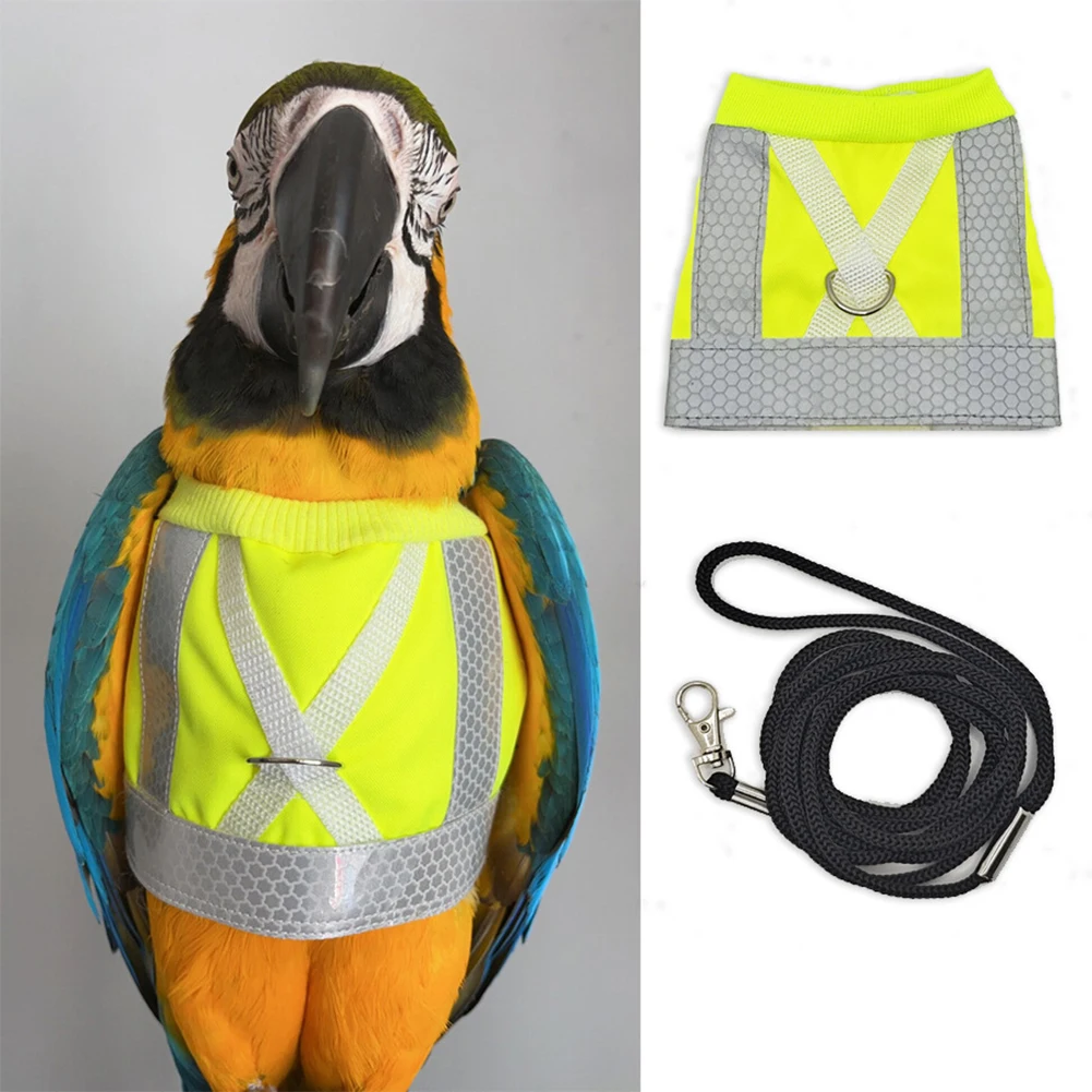 Bird Harness Leash Adjustable Reflective Parrot Training Flight Harness Vest Waterproof  For Budgies Parakeet Cockatiels