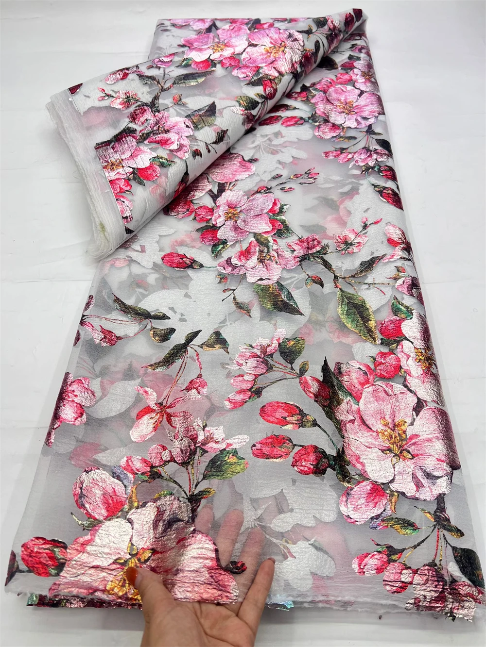 2026 Latest African Brocade Lace Fabric Nigerian Jacquard Lace Fabric Organza Lace for Evening Prom for Women Dresses view 3