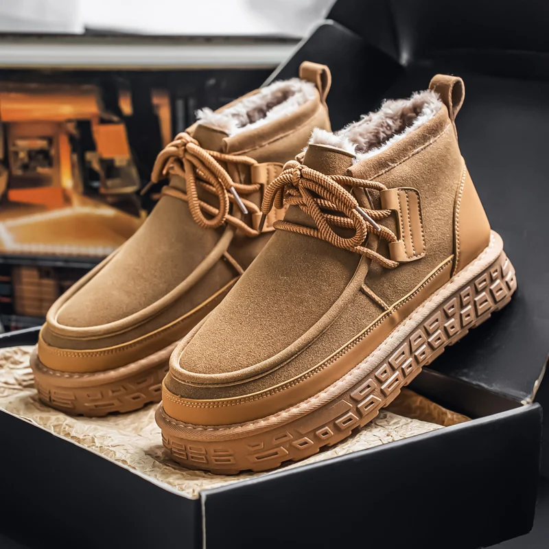 

Tire snow boots winter warm plush thickened men's thick-soled height-increasing boots Northeast outdoor cotton shoes