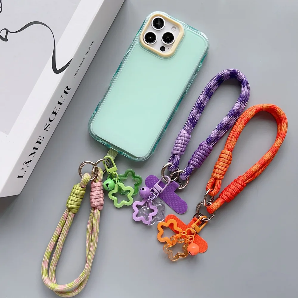 Universal Mobile Phone Lanyard Strap Cartoon Star Pendant Anti-loss Wrist Strap Charm Keychain Camera Chain Checkered Lanyard
