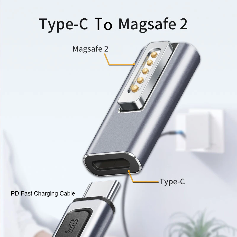 RGEEK USB Type C Magnetic PD Adapter for Magsafe1 Magsafe 2 MacBook Pro Max 5A Fast Charging USB C Female Magnet Plug Converter