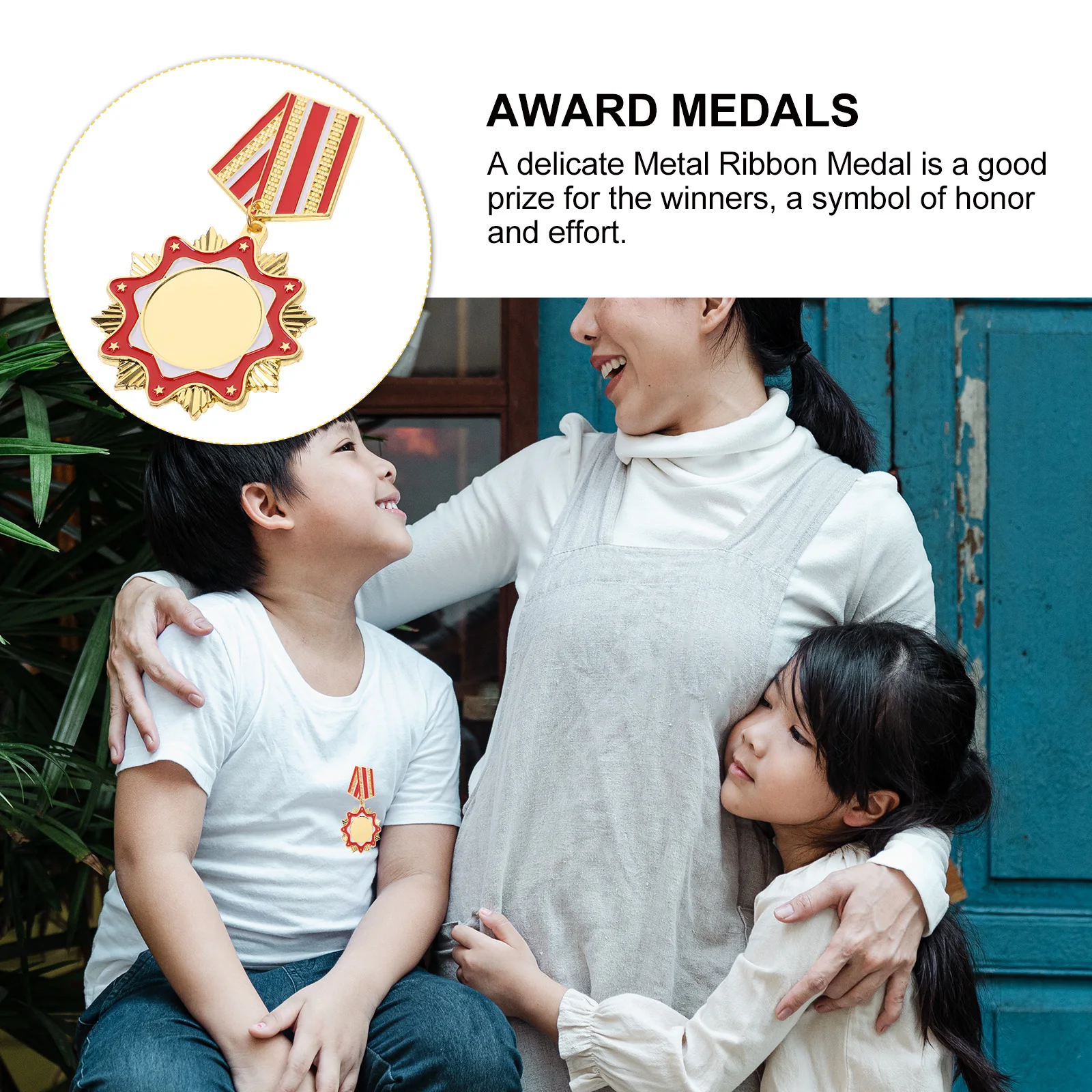 

Deluxe Metal Ribbon Medal Pins Party Favor Brooch Competition Award Badge Lapel Pin Smooth Surface Longevity Design Party
