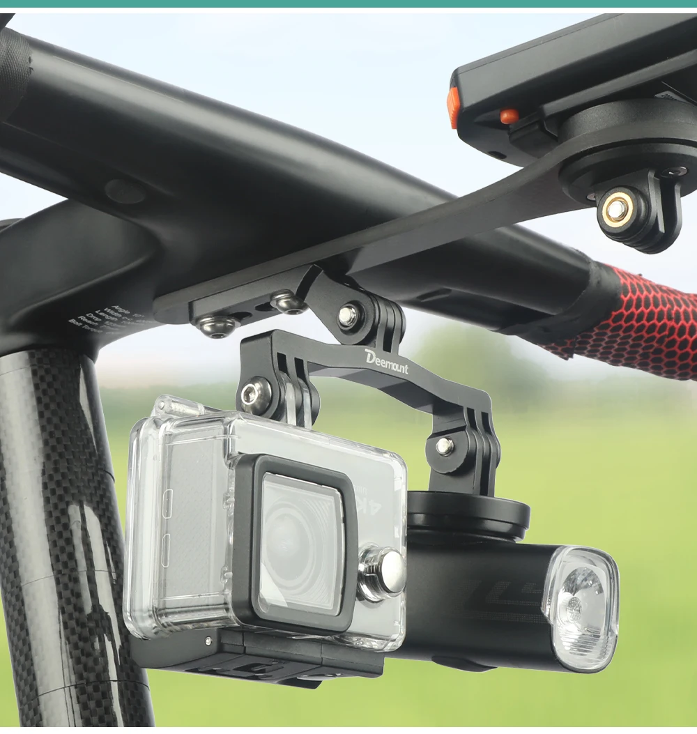 Deemount Fahrrad-Scheinwerferhalterung mit integriertem Lenker, passend für Gopro-Sportkamera, Verlängerungsständer aus Aluminiumlegierung für Computer – Detail 1