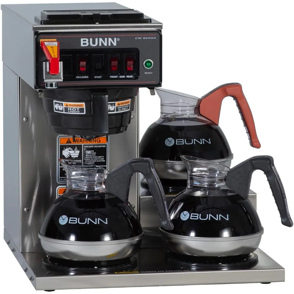 3 Automatic Commercial Coffee Brewer with 3 Lower Warmers (120V)