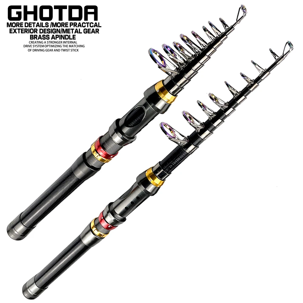 GHOTDA Telescopic Complete Fishing Rod Reel Set  Carp Fishing Rod Reel Kit Fishing Summer Gear 1.8-3.6m for Seawater