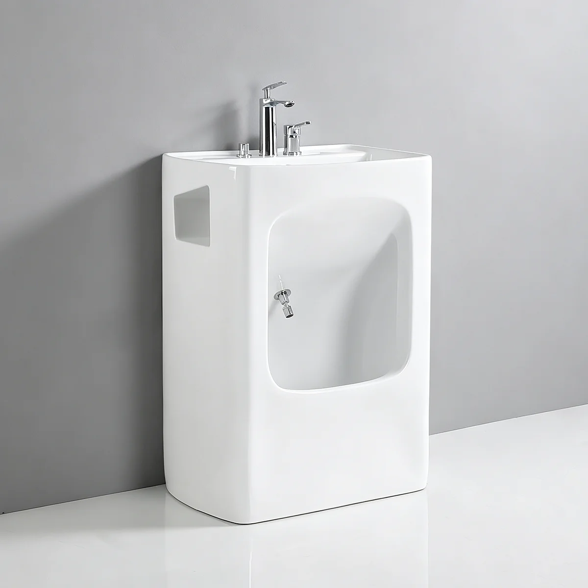 Wudu Sink,Freestanding Ceramic Pedestal Foot Wash Basin,Muslim Ablution Sink for Mosque,Bathroom Lavabo