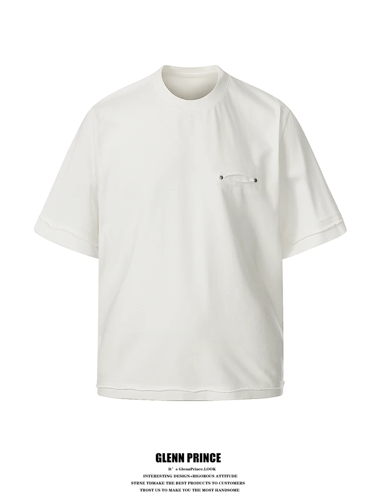 

GPstudio American High Street Torn Short Sleeve Men's T-shirt Summer Trendy Brand Simple Heavy Base Shirt Cotton Pure Br...