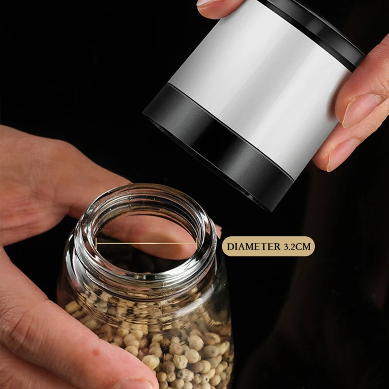 Stainless Steel Salt And Pepper Mill Grinder Refillable Pepper Shaker With Adjustable Thickness Spice Container Kitchen Grinder