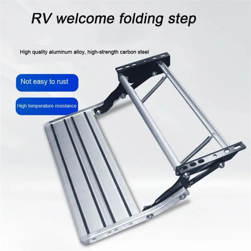 Aluminum Alloy Manual Foldable Drop Down RV Step Motorhome Camper Trailer Anti-Slip