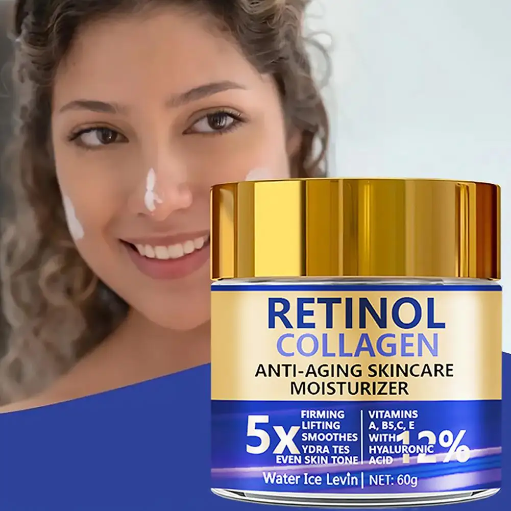 Facial Lotion Face Moisturizer Retinol & Collagen Cream For Women Men Moisturizing Nourishing Day & Night Skincare Serum view 4